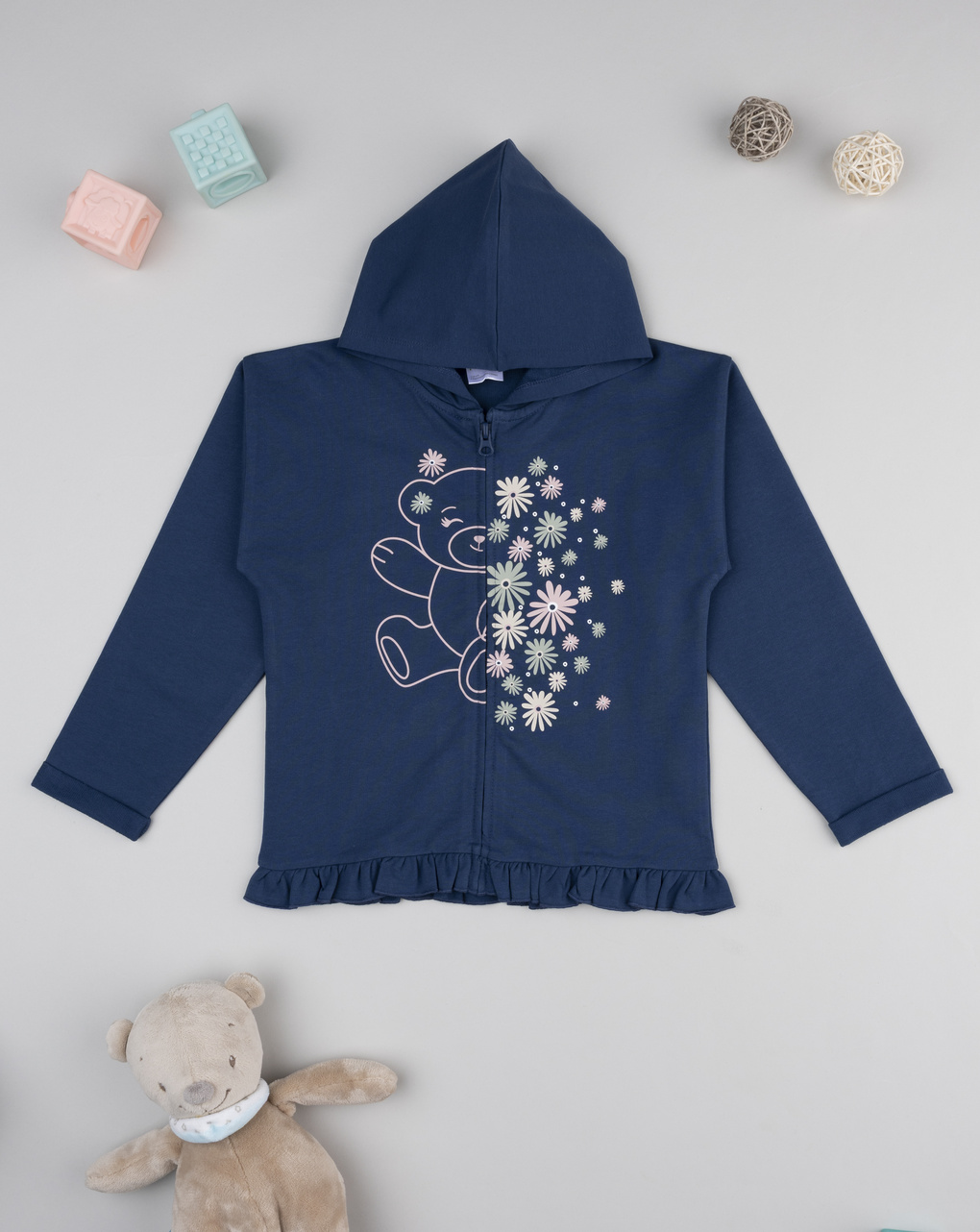 Felpa bimba blu orsetto