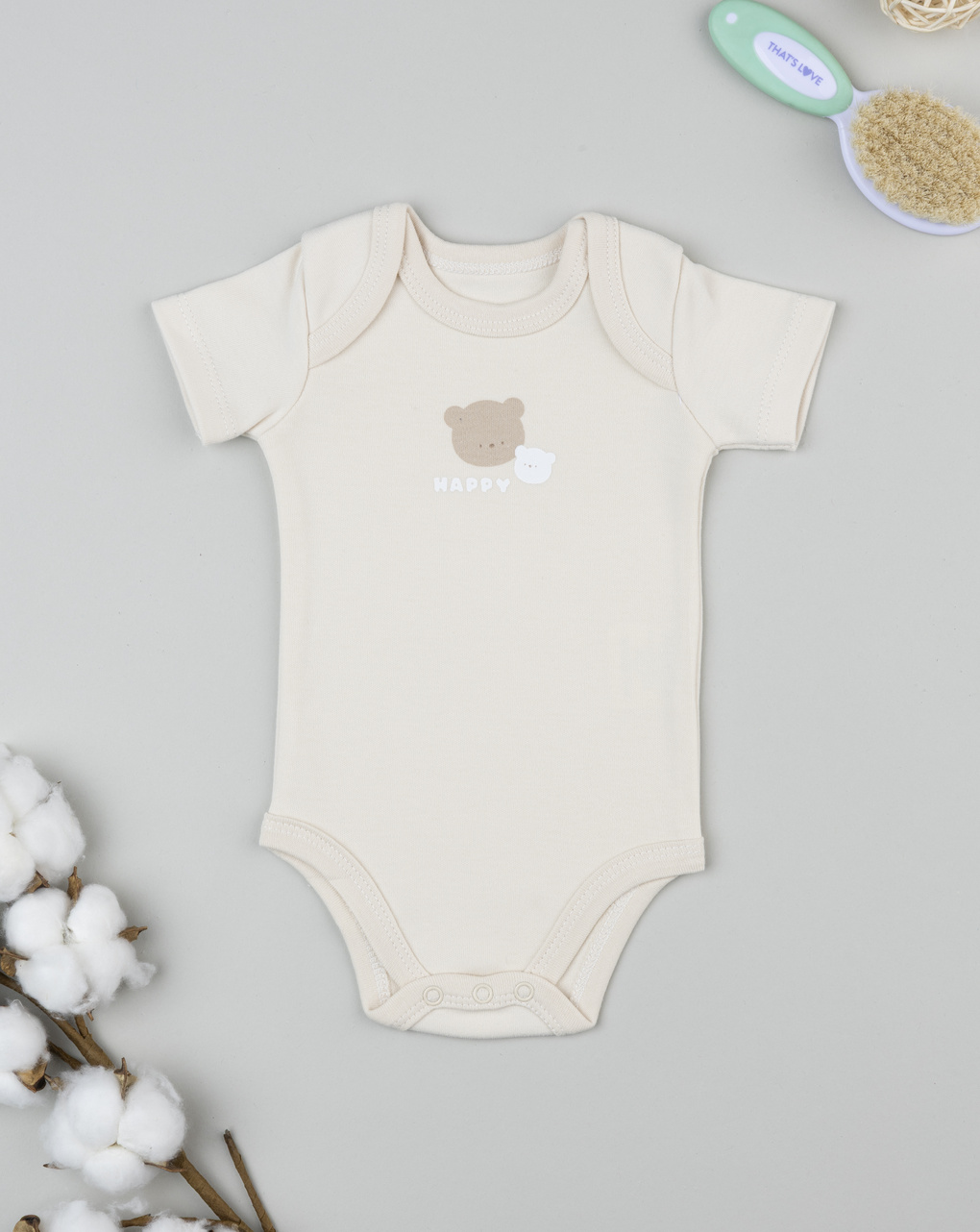 Body cotone felpato beige neonato