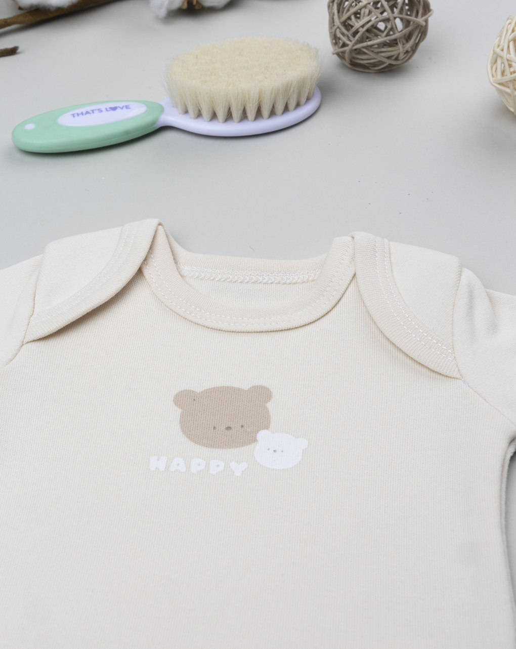 Body cotone felpato beige neonato