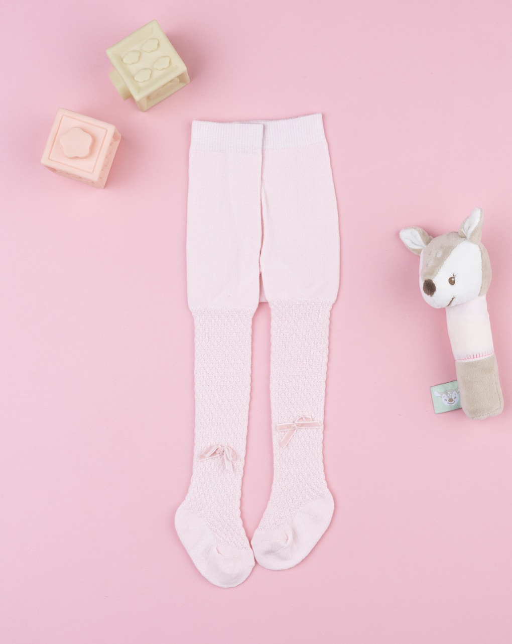 Collant neonata rosa con fiocchetto