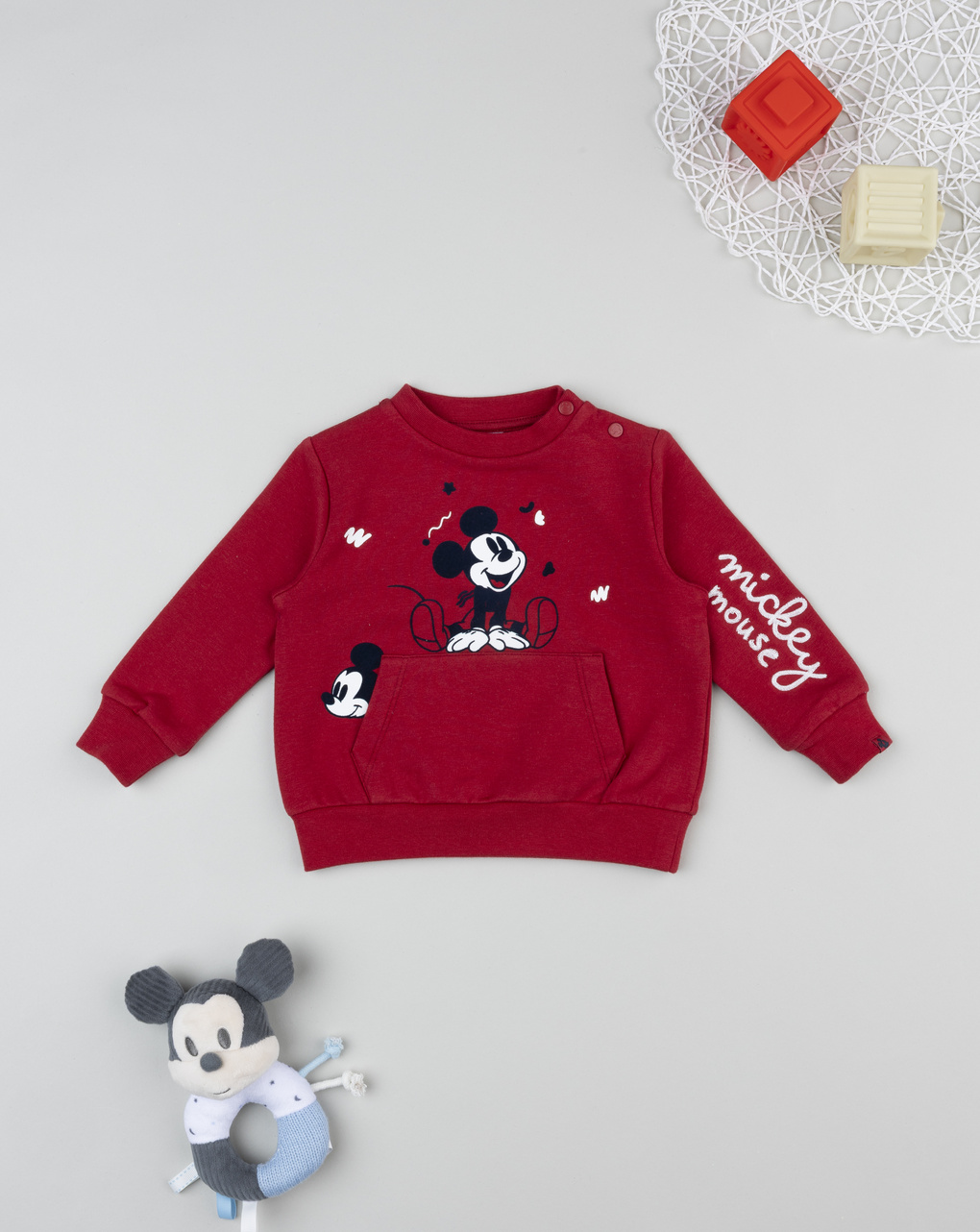 Felpa bordeaux bimbo topolino con tasca