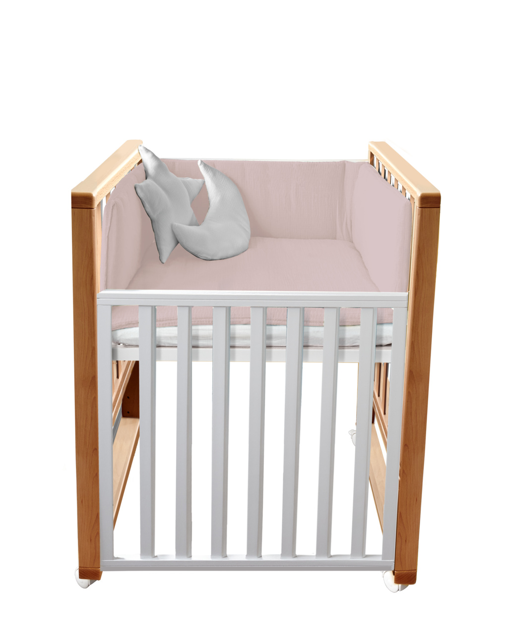 Letto infinito naturale con tessili muslin rosa petalo - italbaby