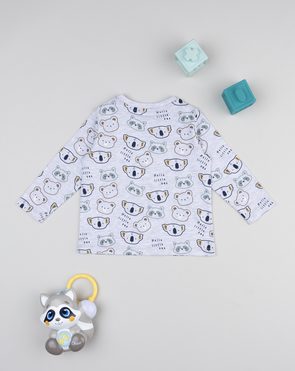 T-shirt bimbo grigia stampa animali allover