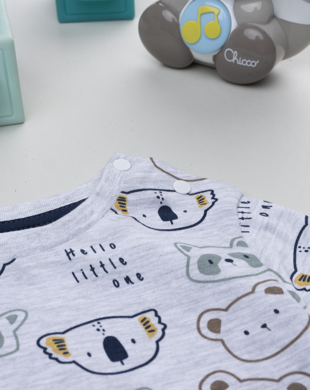 T-shirt bimbo grigia stampa animali allover