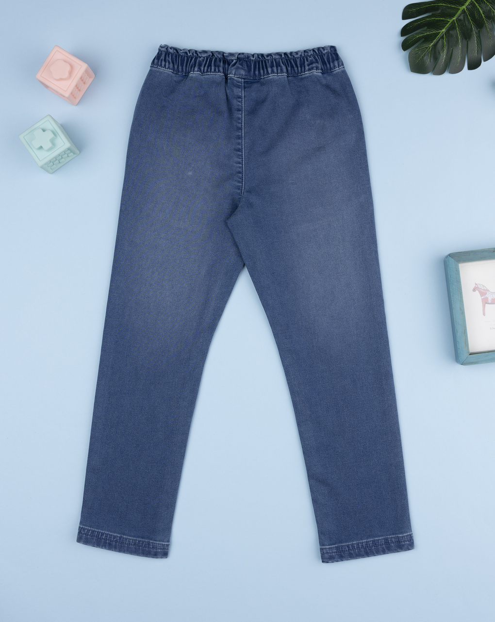 Pantalone denim bimba cuore strass