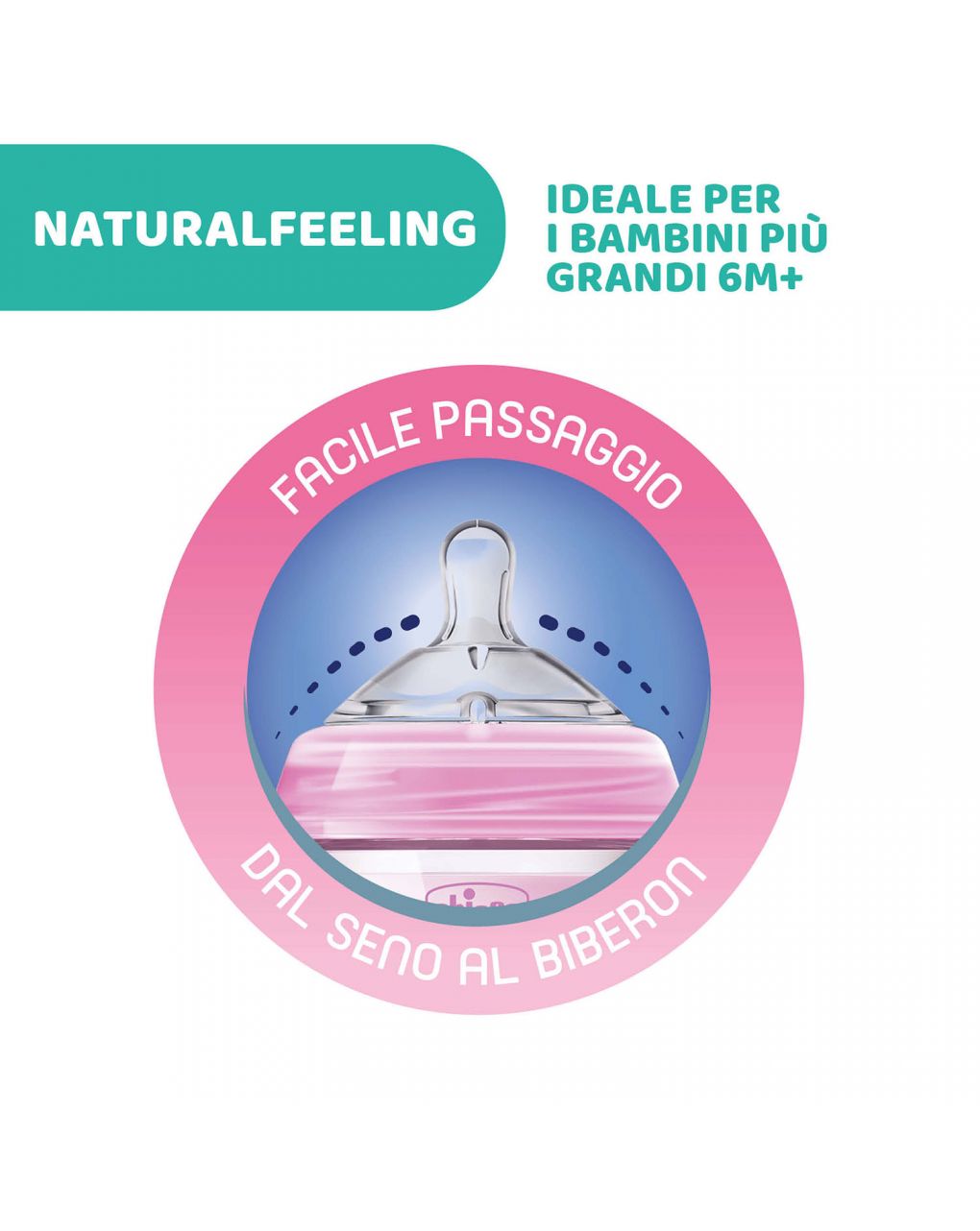 Biberon naturalfeeling bimba, 6m+, 330 ml, flusso veloce - chicco