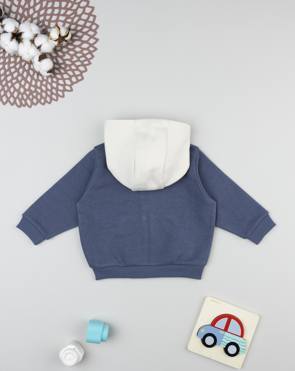 Felpa bimbo blu con cappuccio e stampa