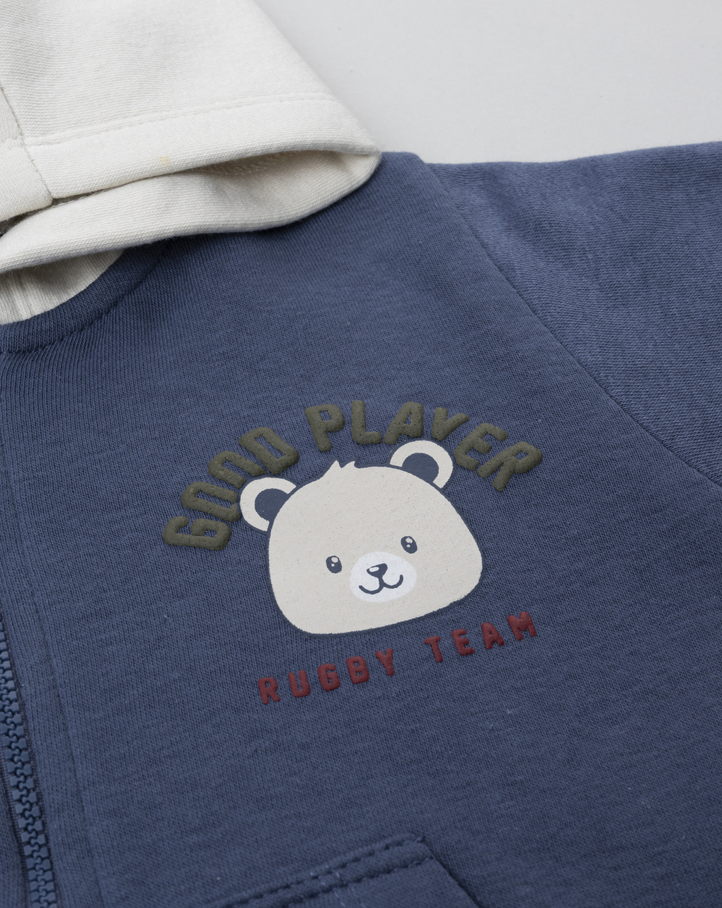 Felpa bimbo blu con cappuccio e stampa