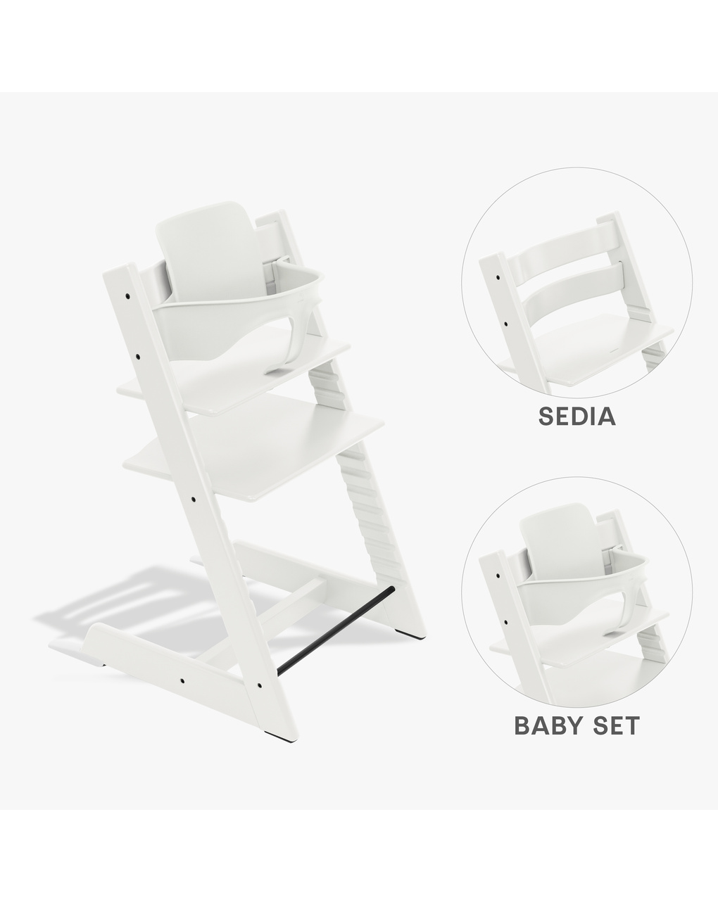 Pack seggiolone tripp trapp® bianco sedia + babyset - personalizzabile - stokke®