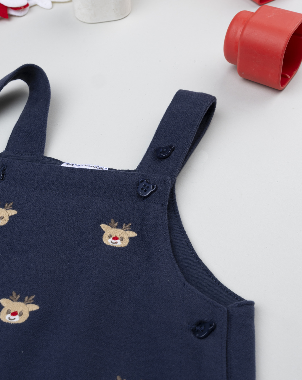 Salopette blu bimbo ricami renne