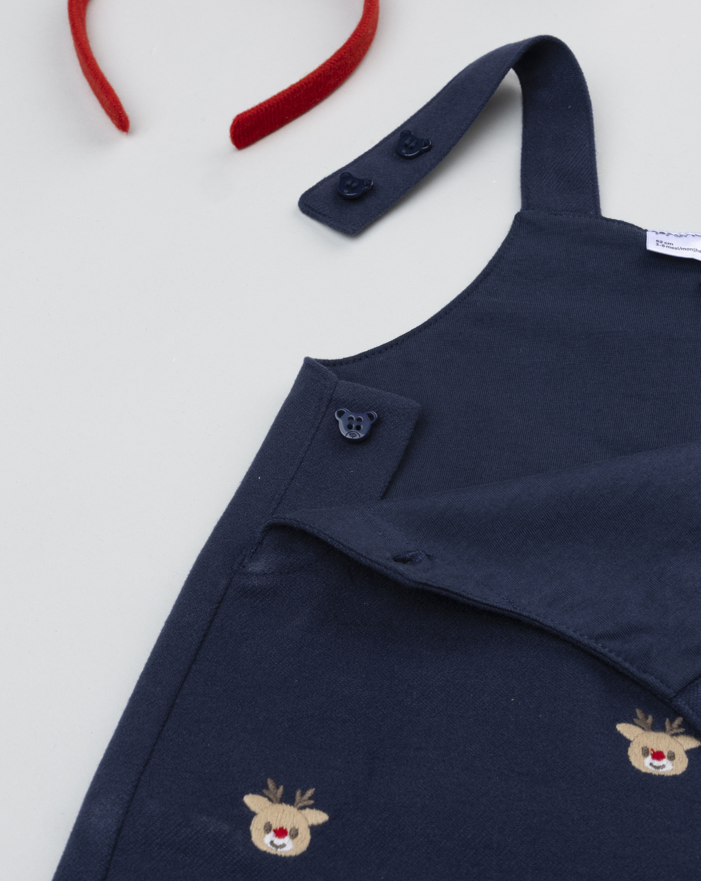 Salopette blu bimbo ricami renne