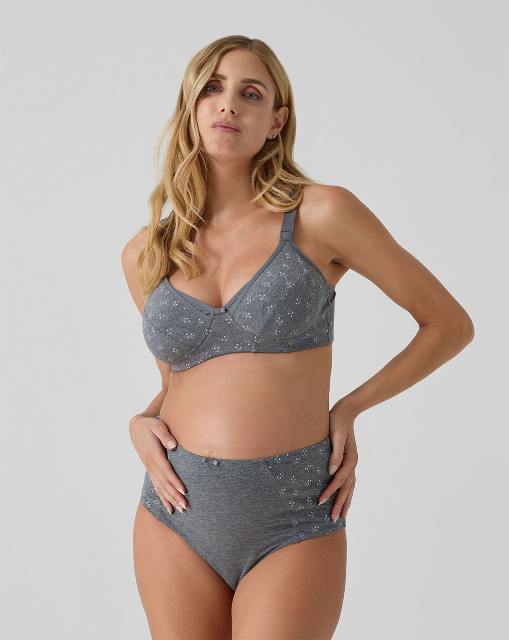 Reggiseno allattamento grigio scuro con allover