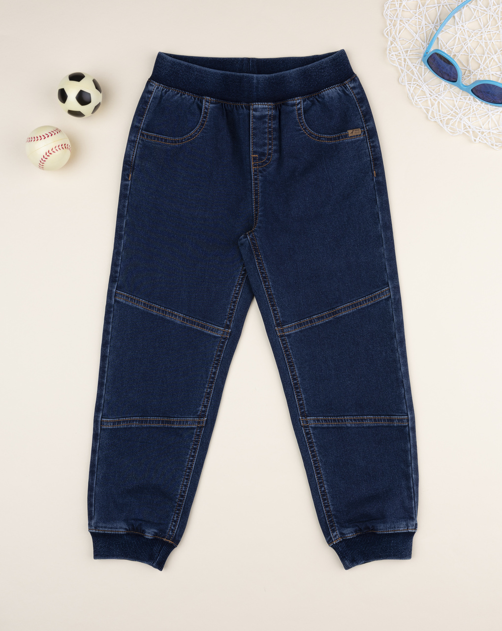 Pantalone bimbo denim scuro tasche sagomante