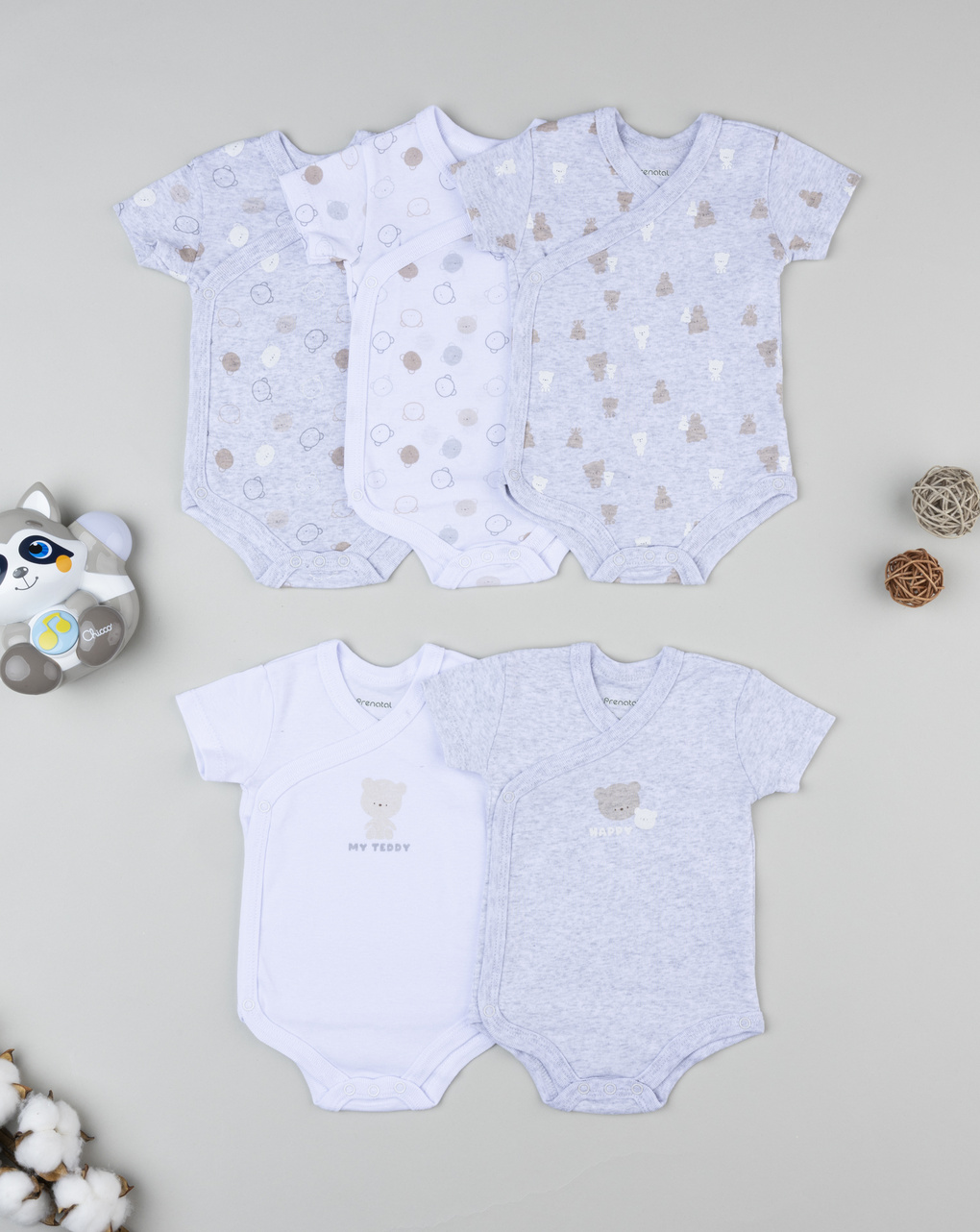 Pack 5 body maniche corte neonato orsetto