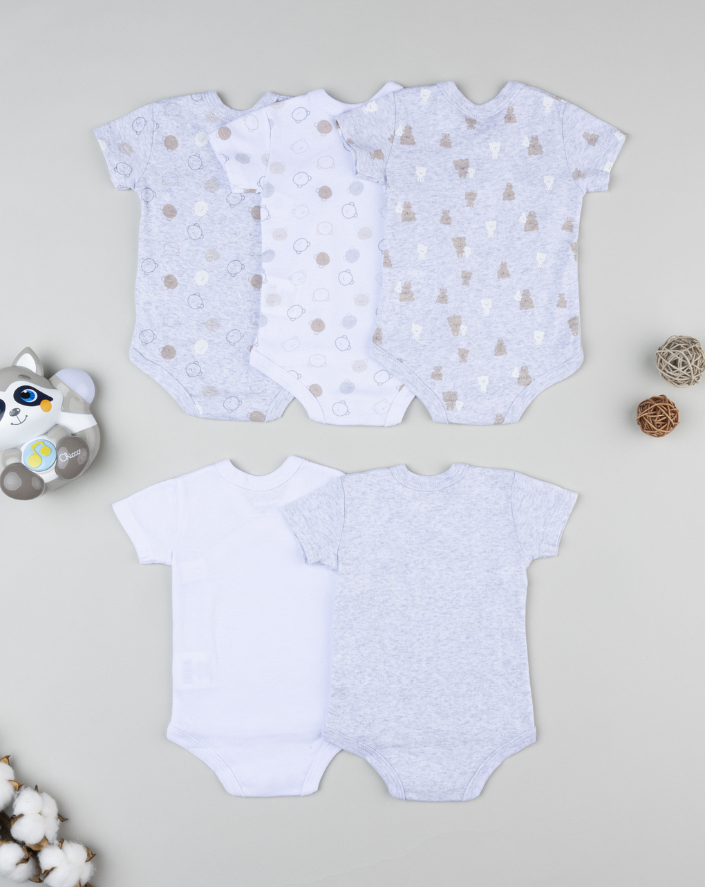 Pack 5 body maniche corte neonato orsetto