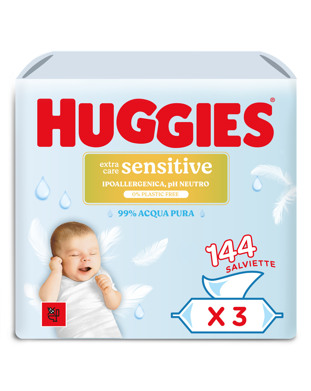 Salviette huggies extra care sensitive 3x48 pezzi