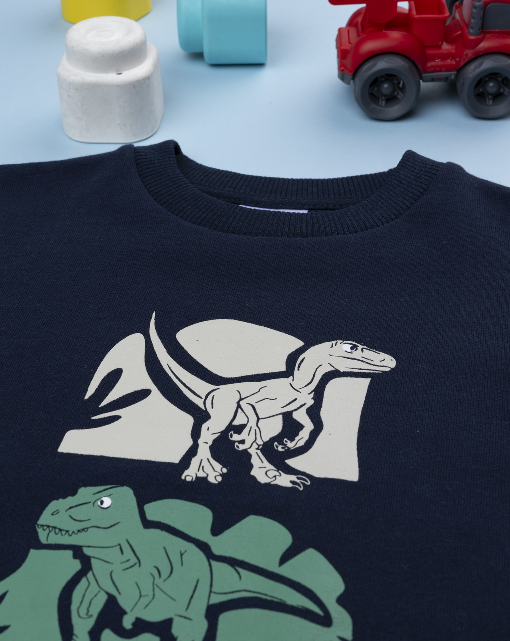 Felpa bimbo blu stampata "epic dinos"