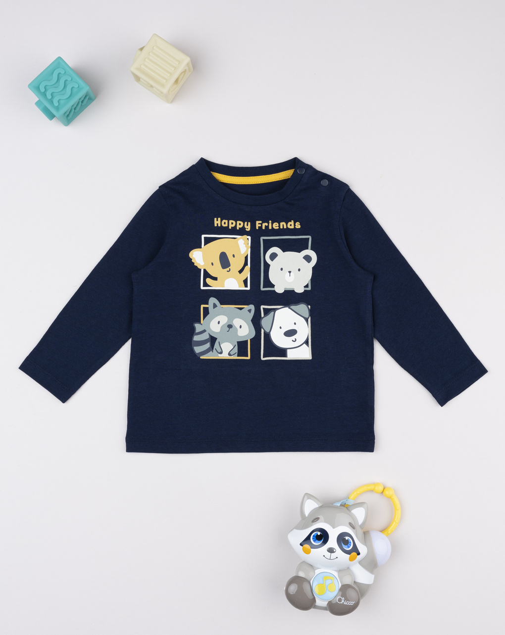 T-shirt bimbo blu stampa "happy frienda"