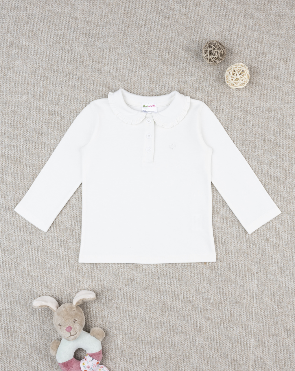 Polo bimba bianca maniche lunghe