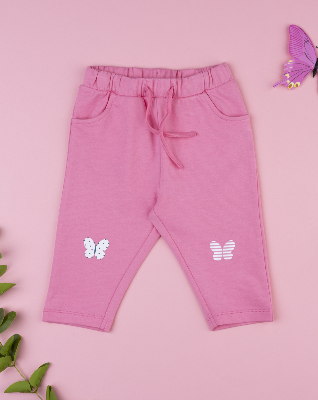 Pantalone bimba rosa stampa farfalle