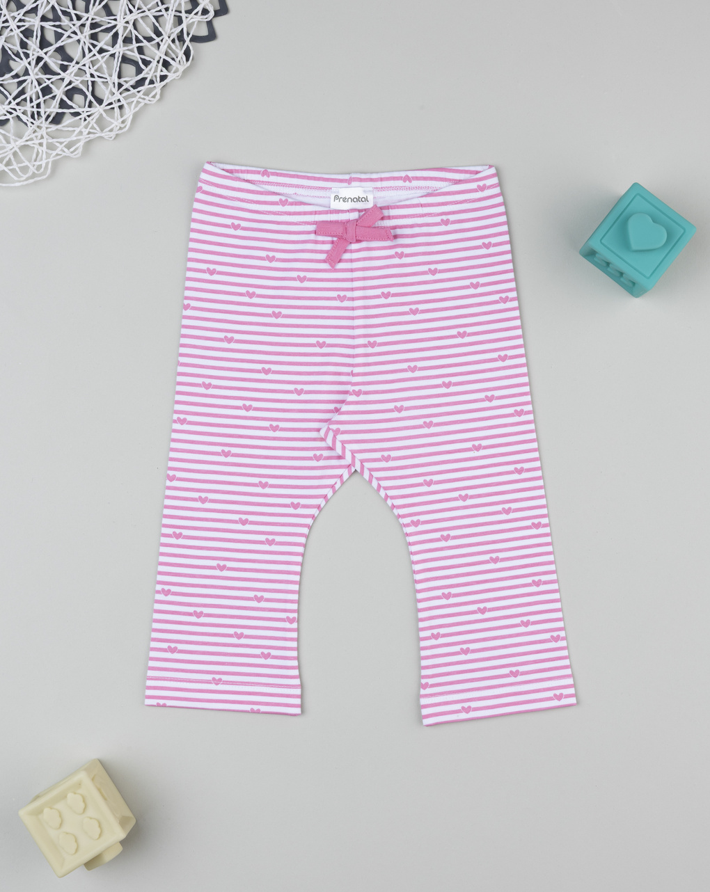 Legging bimba rigati con fiocco