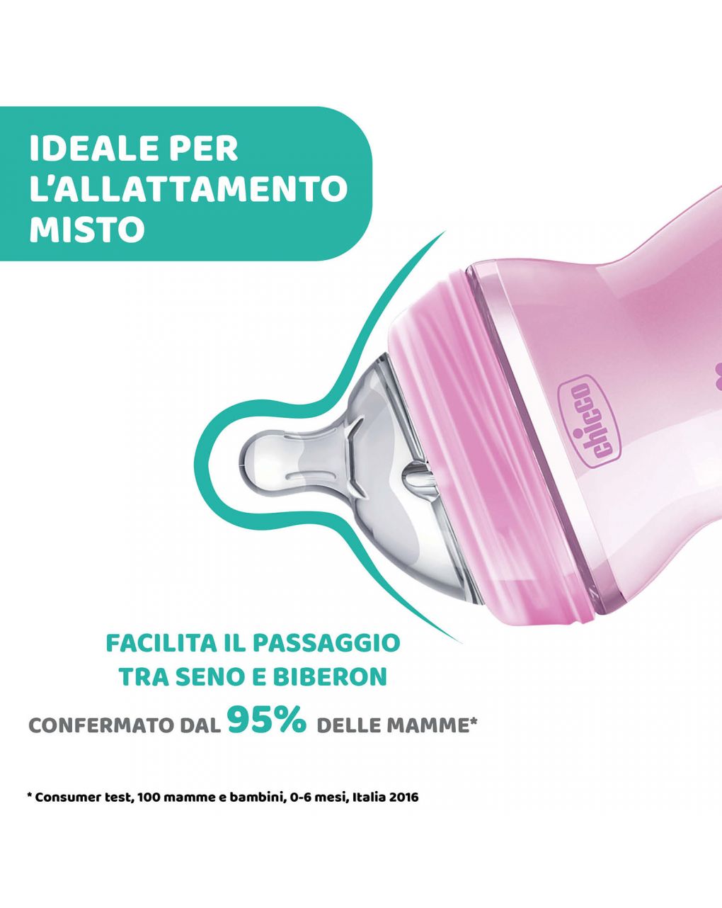 Biberon naturalfeeling bimba, 2m+, 250 ml, flusso medio - chicco