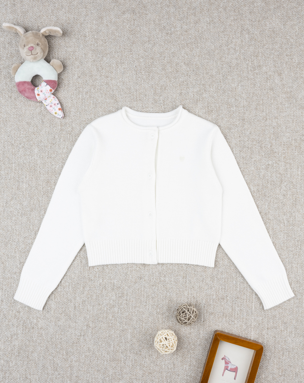 Cardigan bambina bianco girocollo