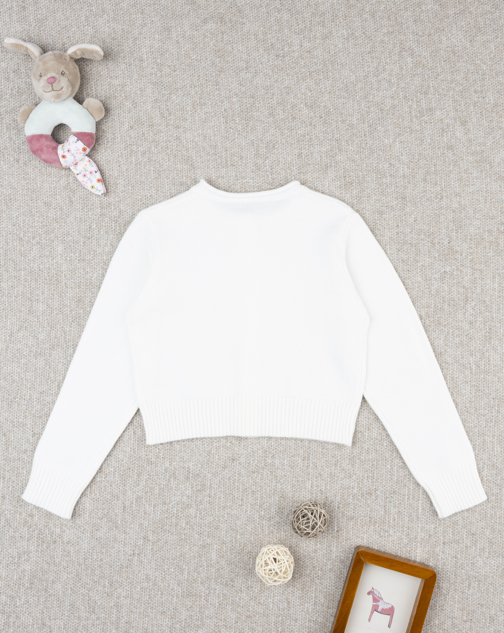 Cardigan bambina bianco girocollo