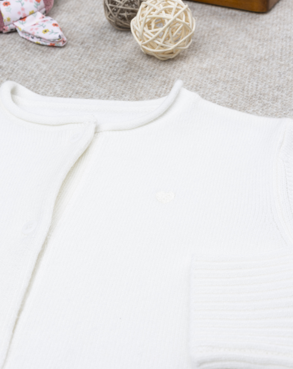 Cardigan bambina bianco girocollo