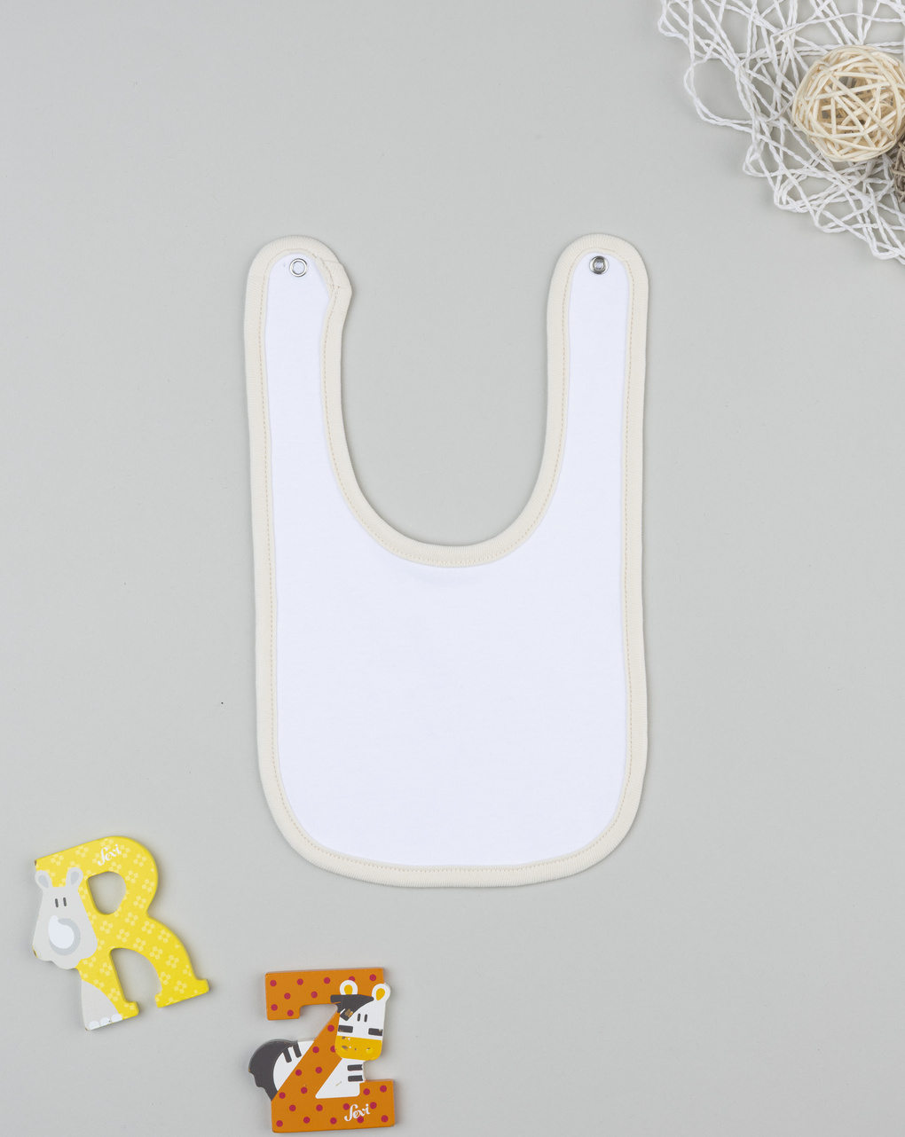 Bavaglino neonata panna ape