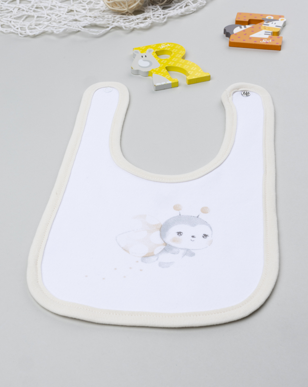 Bavaglino neonata panna ape