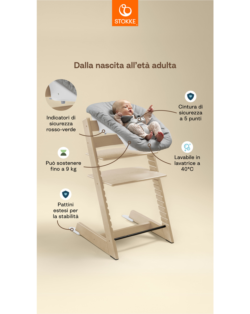 Pack seggiolone tripp trapp® storm grey  sedia + babyset + newborn set grigio - personalizzabile - stokke®