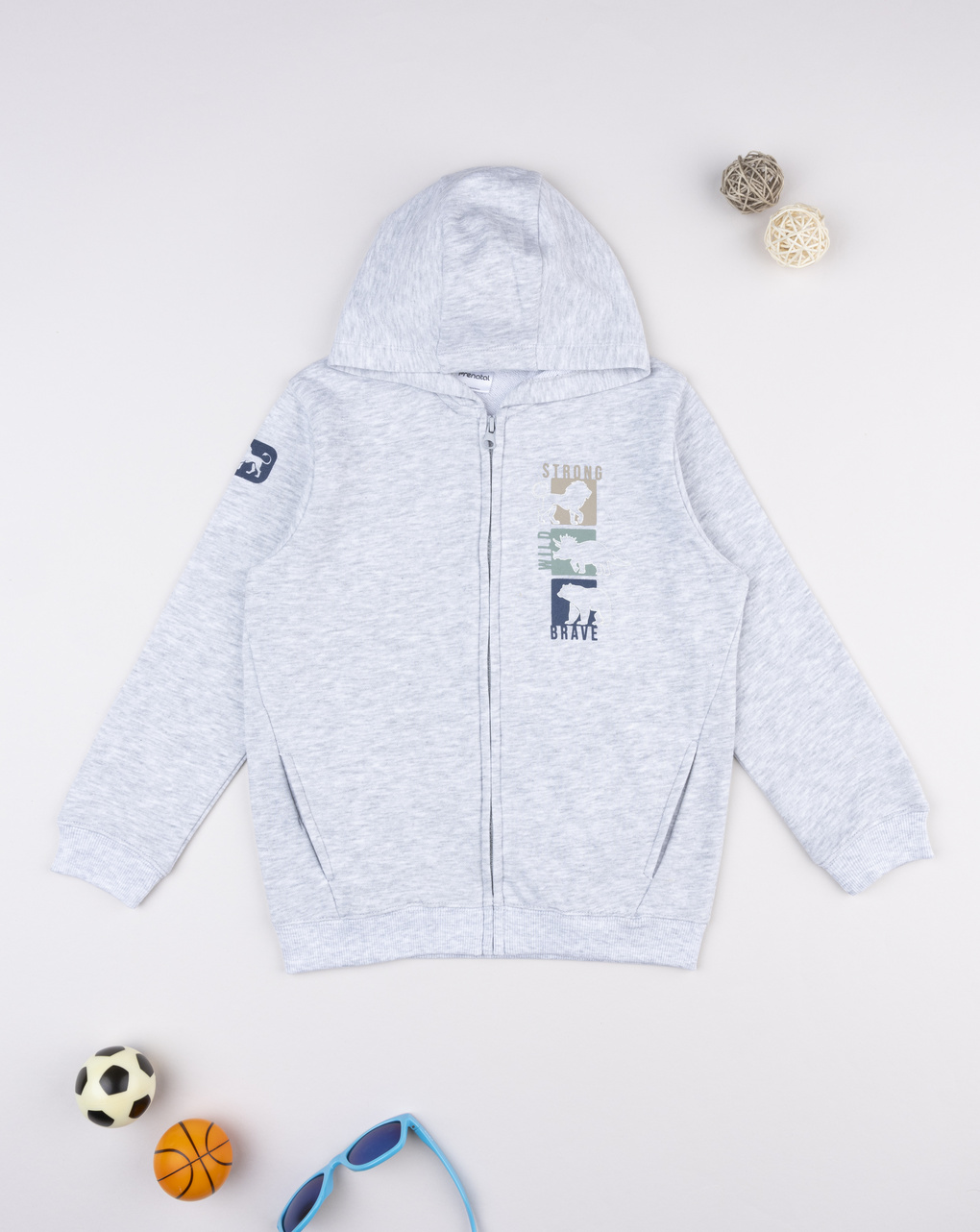 Felpa con cappuccio bambino grigia stampa dino