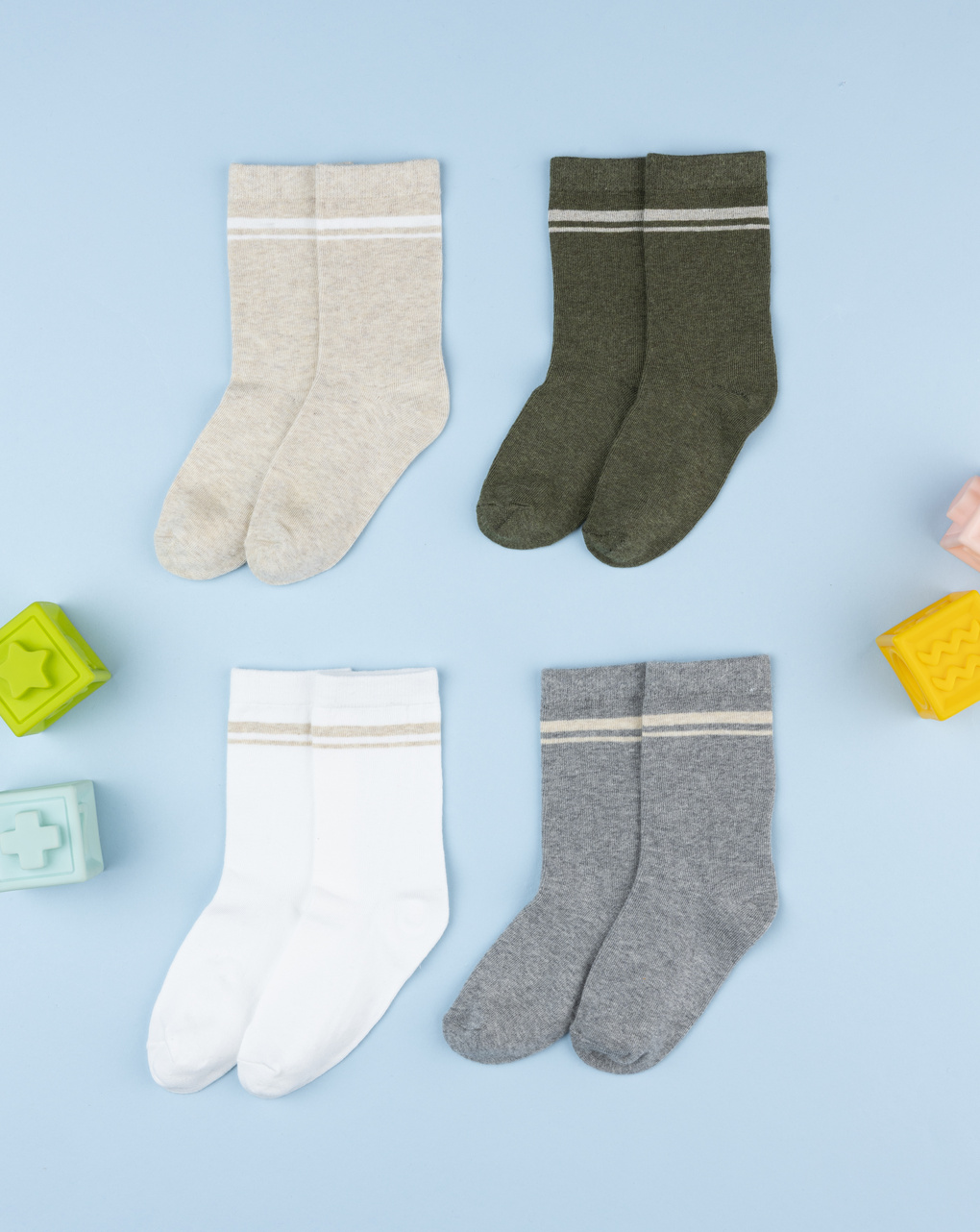 Pack 4 gambaletti bambino riga contrasto