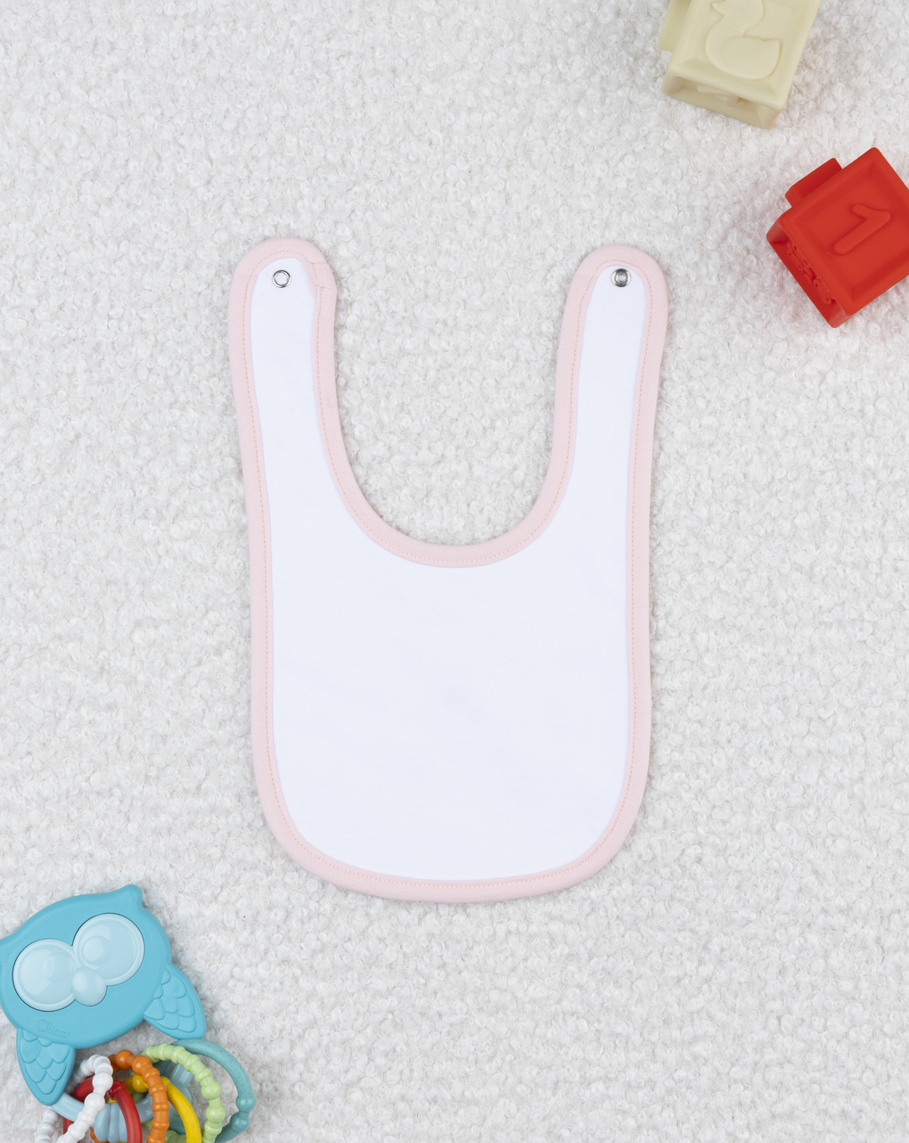 Bavaglino bimba bianco/rosa fiorellino