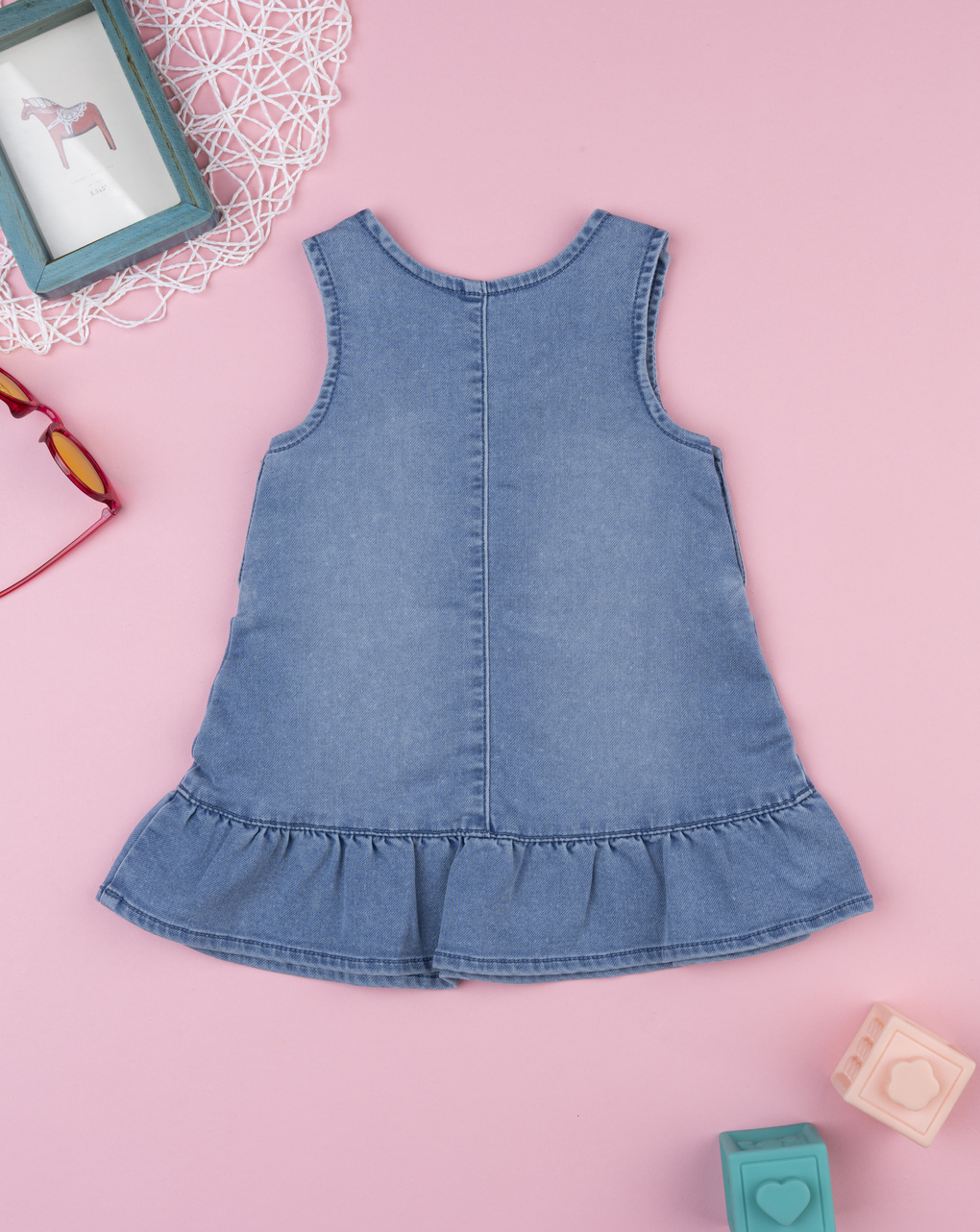 Vestito denim bimba con ricamo