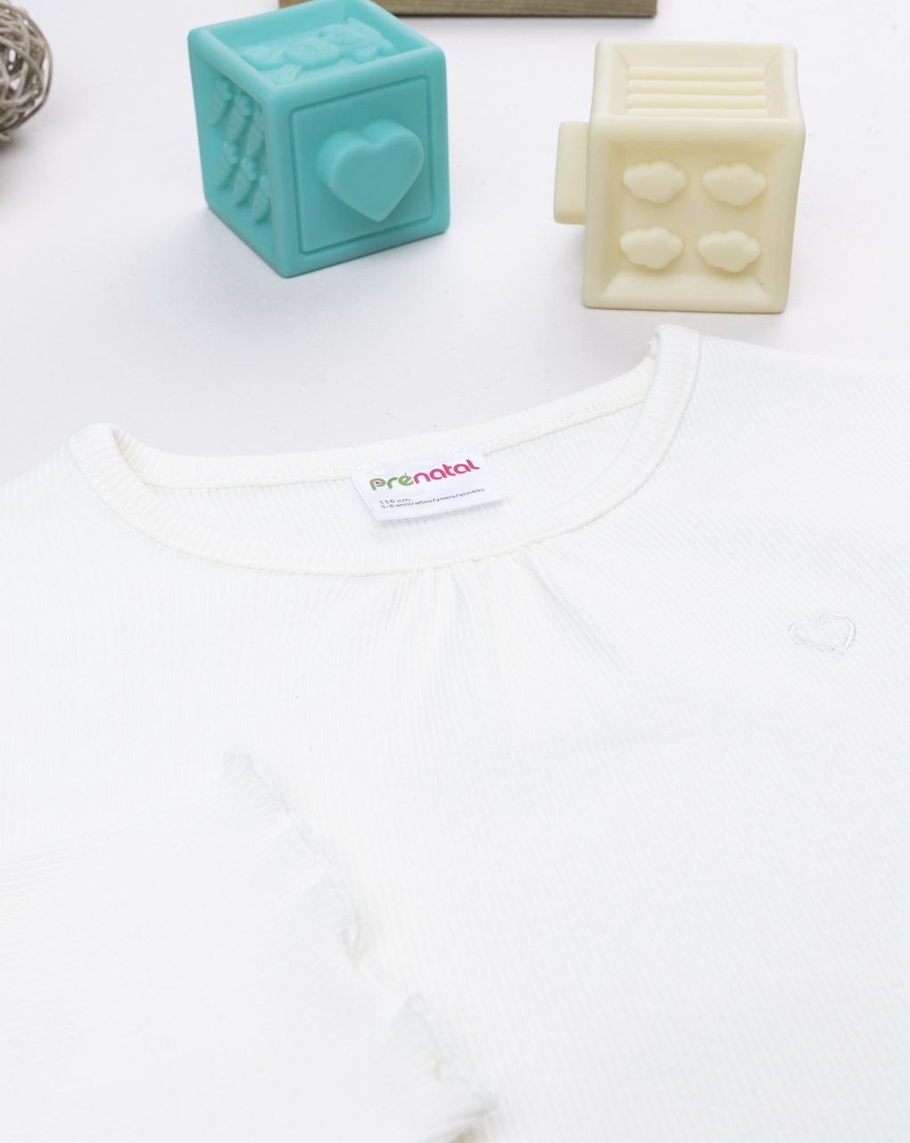 T-shirt manica lunga costina bambina bianca