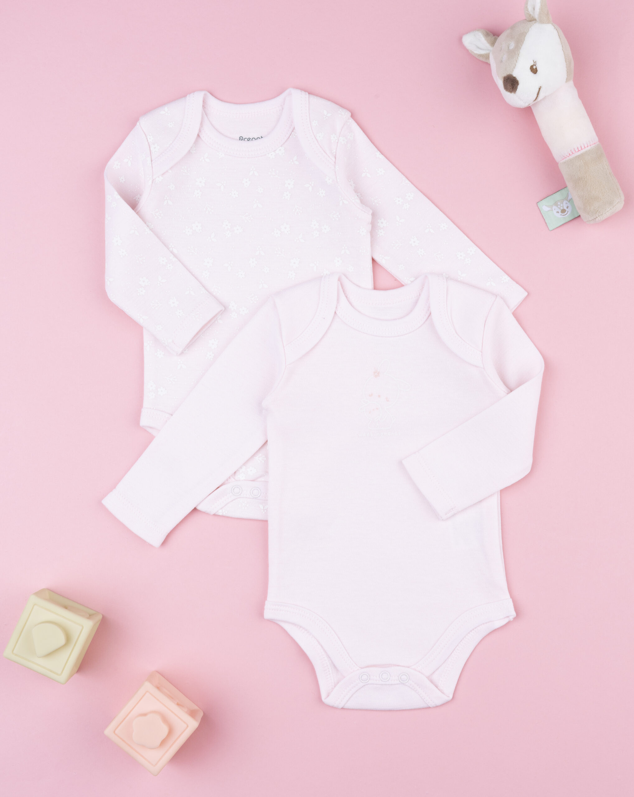 Body bimba maniche lunghe rosa fiori