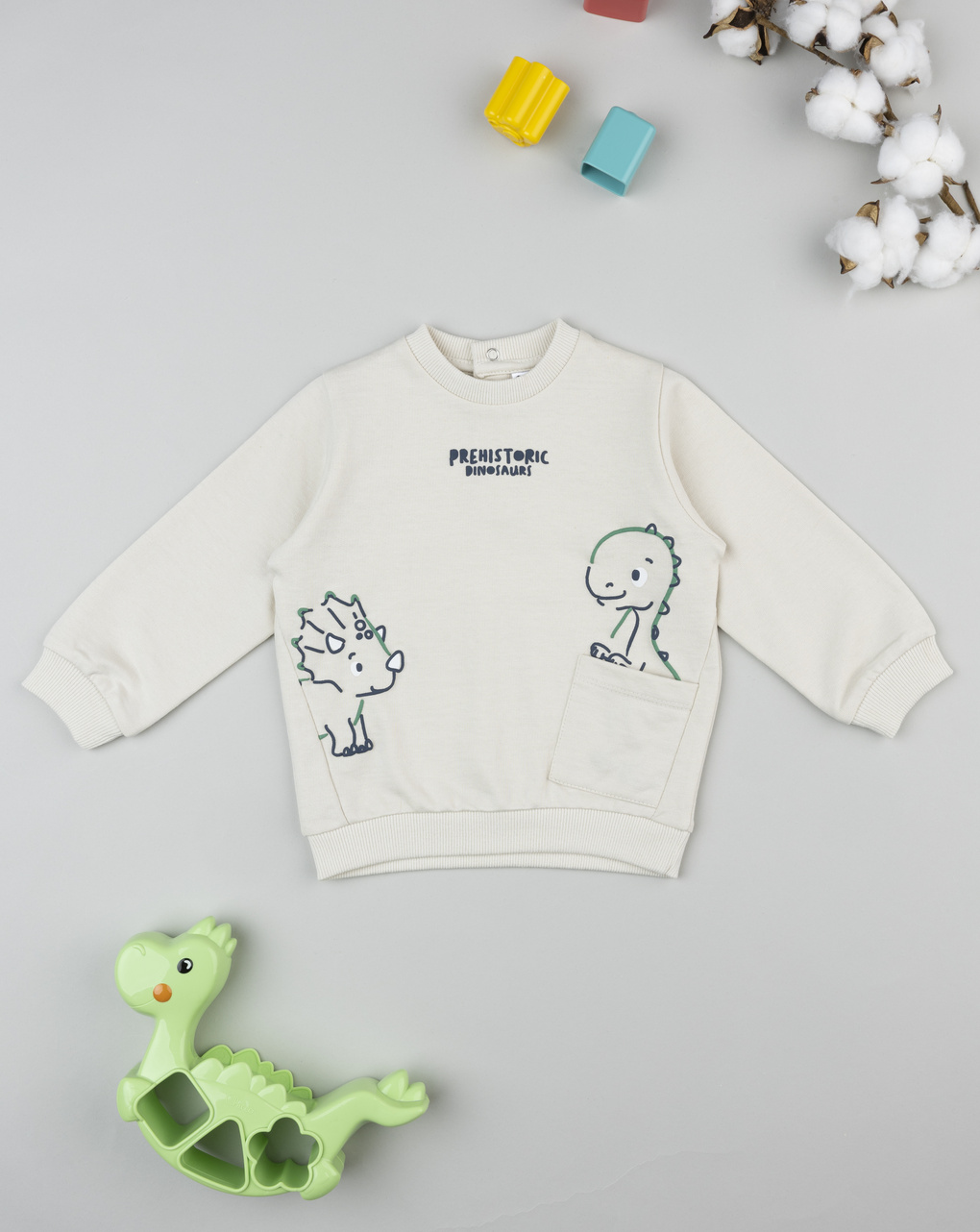 Felpa bimbo beige stampa rilievo