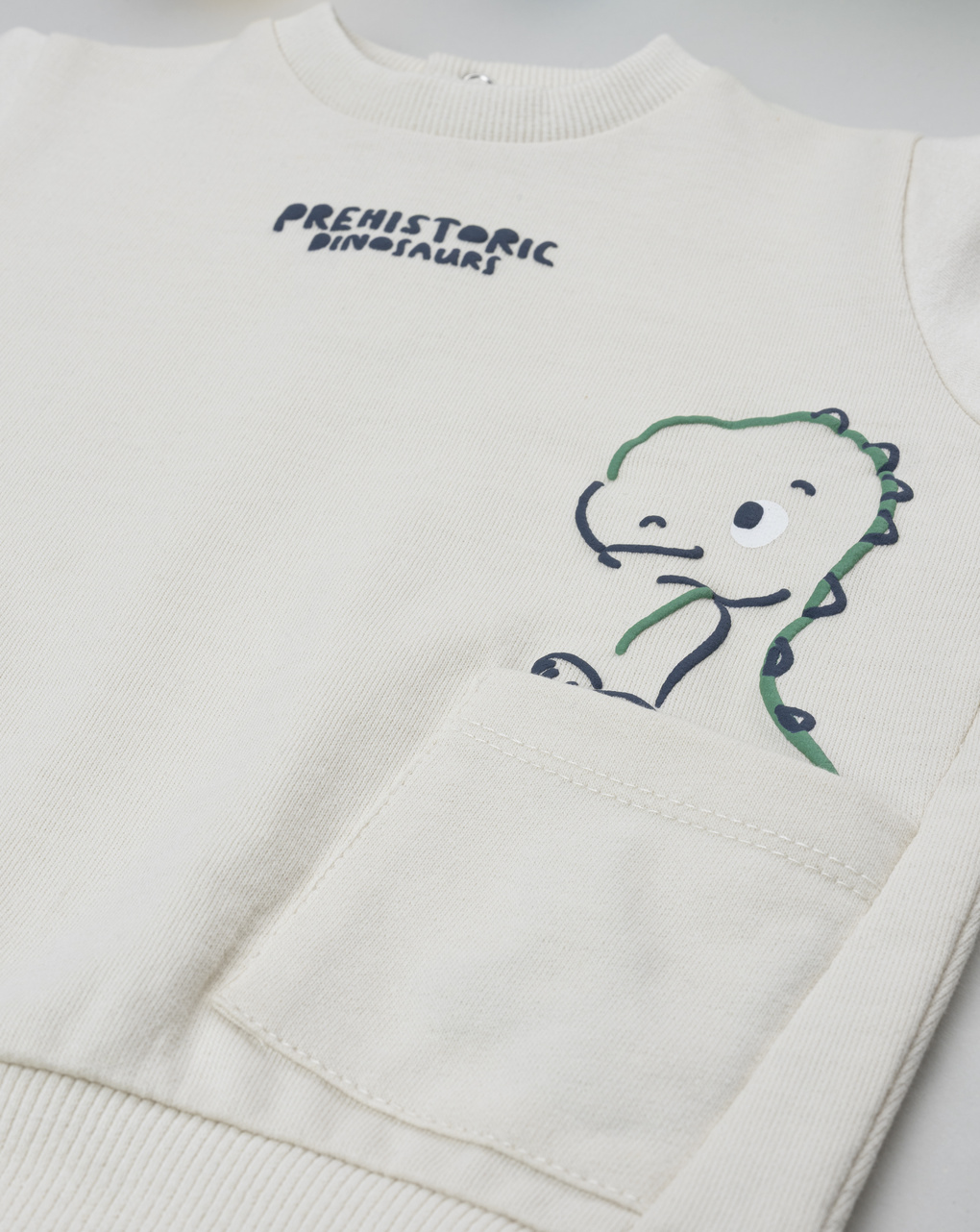 Felpa bimbo beige stampa rilievo