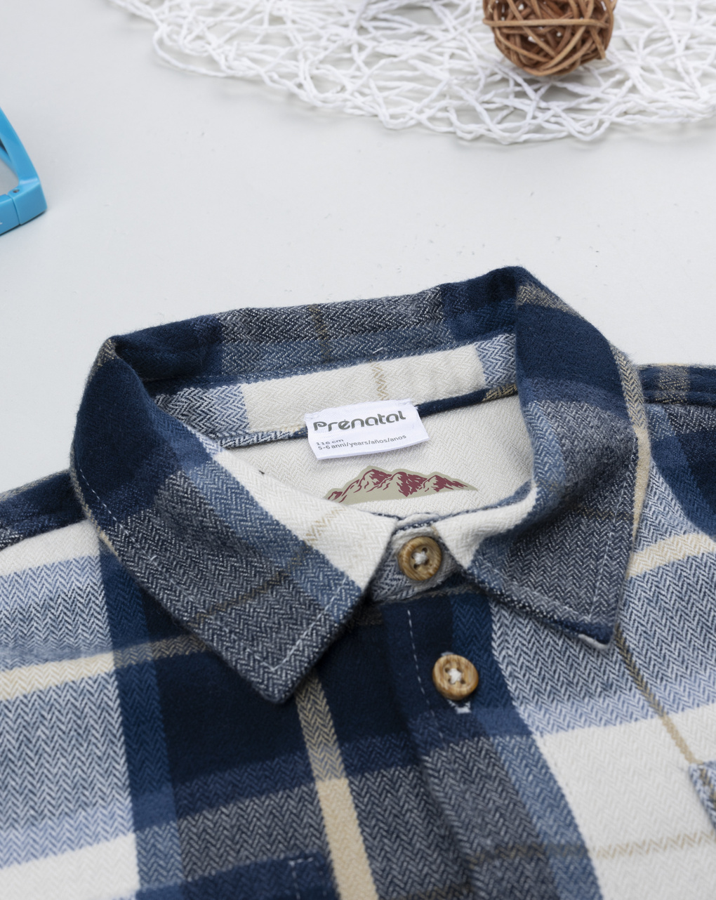 Camicia flanella bambino bianco/blu