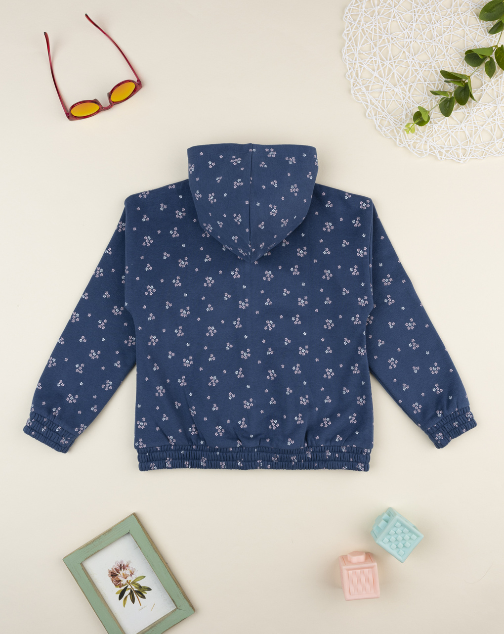 Felpa bimba blu fiori allover