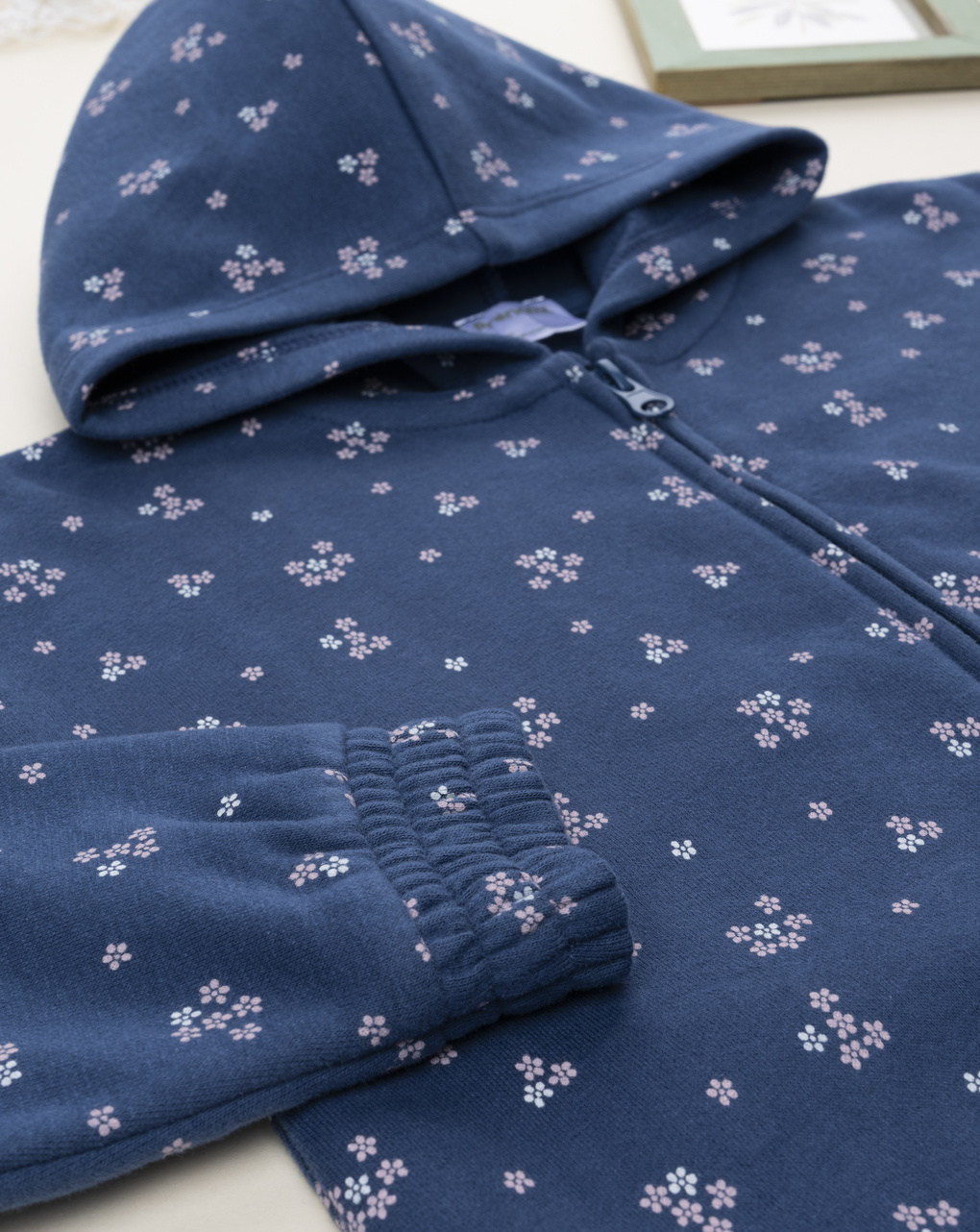 Felpa bimba blu fiori allover