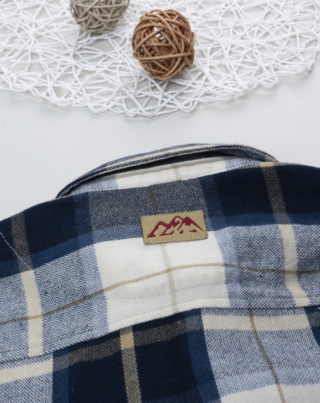 Camicia flanella bambino bianco/blu