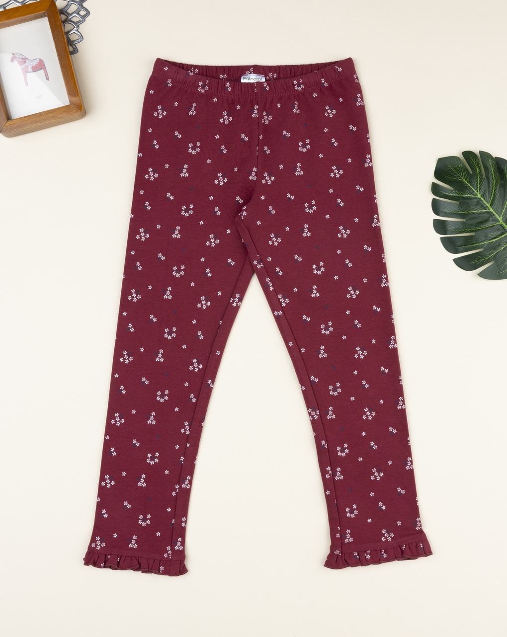 Legging bambina bordeaux micro fiori