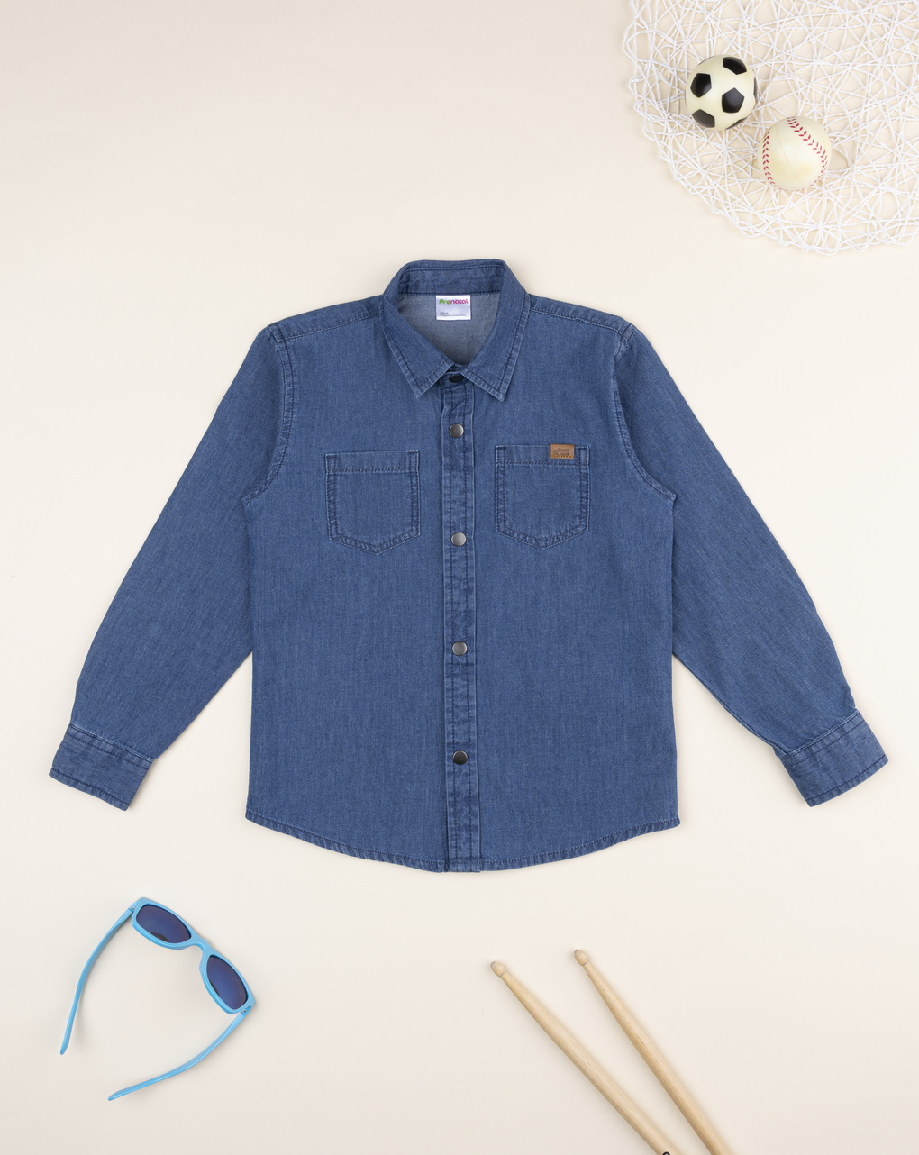 Camicia bambino blu denim