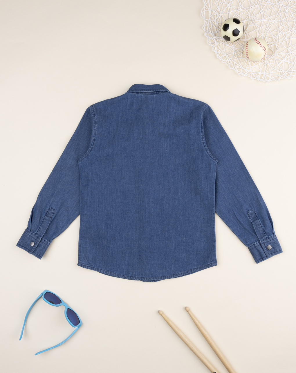 Camicia bambino blu denim