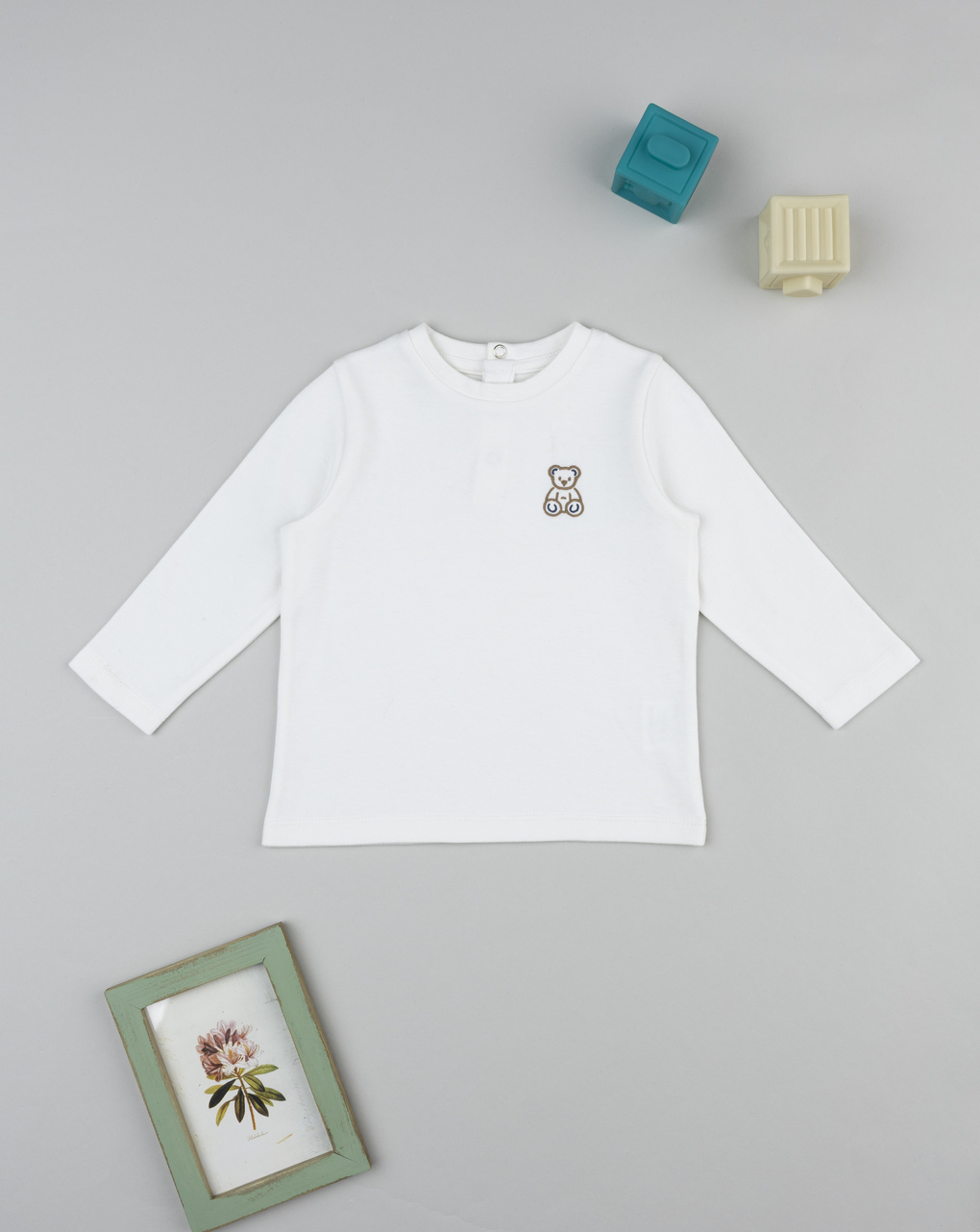 T-shirt bimbo bianca stampa orsetto