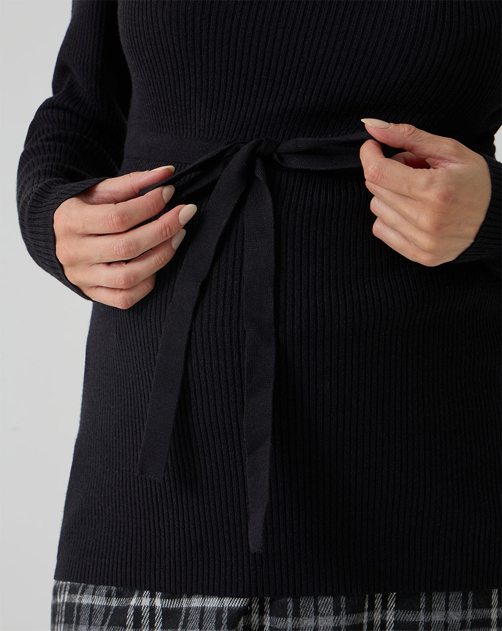 Maglia premaman nera tricot con coulisse