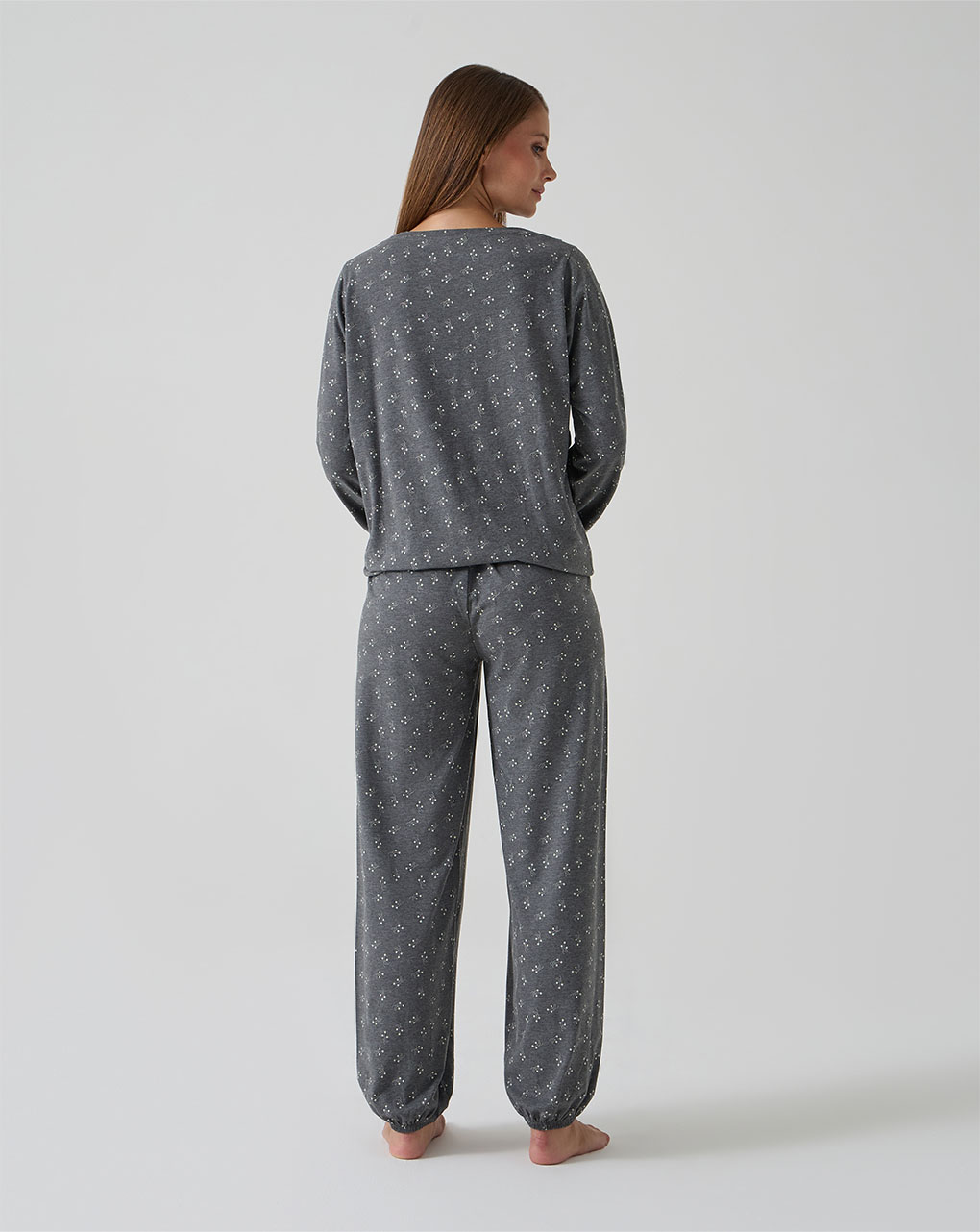 Pigiama premaman due pezzi grigio con allover
